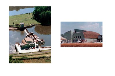 Malá  vodní elektrárna horní stavba - Obříství u Mělníka - V soutěži Stavba roku 1996 udělena zvláštní cena Svazu podnikatelů